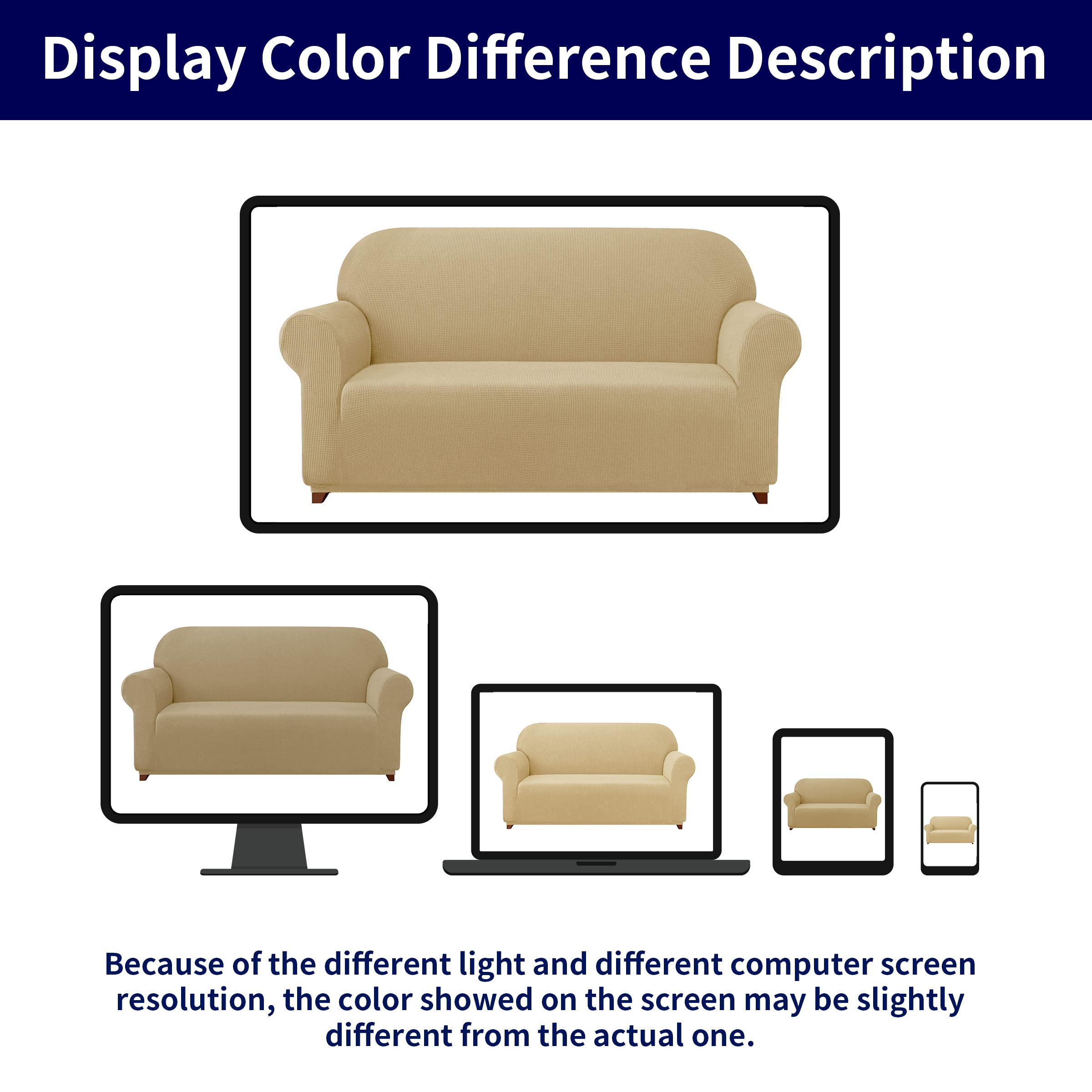 SUBRTEX Stretch Sofa Slipcover - 1 Piece Elastic Couch Cover with Bonus Cushion Cover for 4-Cushion Oversized Couches (Khaki, XL Size) | Perfect for Living Room Furniture Protection & Home Decor Upgrade