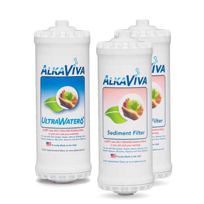 AlkaViva Athena UltraWater & Sediment Replacement Filters Pack - High Performance Water Filtration for Clean Drinking Water - Perfect for Home, Office, and Travel Use