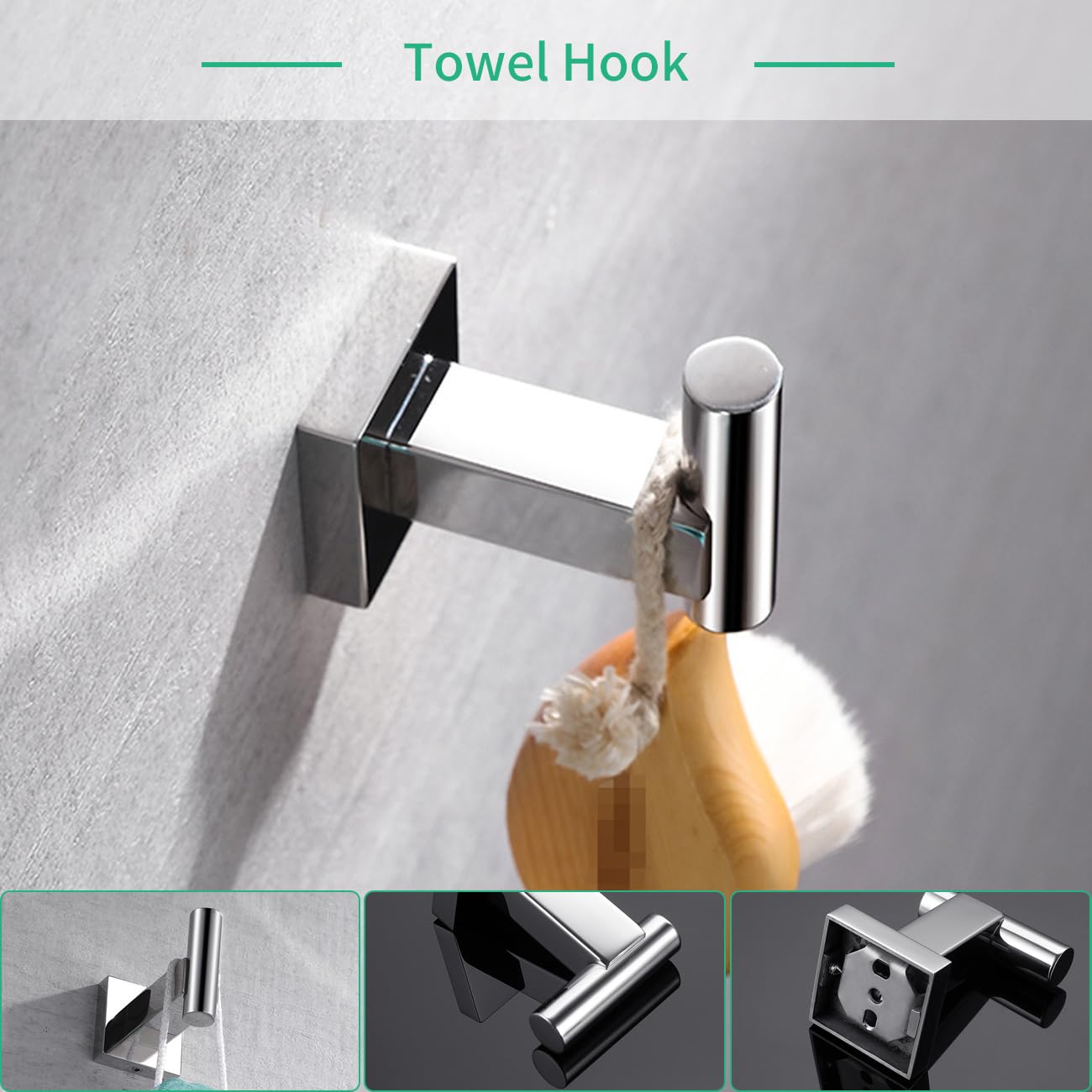 Premium 4-Piece Stainless Steel Bathroom Hardware Set - Wall Mounted Towel Bar, Hand Towel Rack, Toilet Paper Holder & Robe Hook - BS02C4 - Perfect for Modern Bathrooms, Guest Suites & Spa-Style Retreats