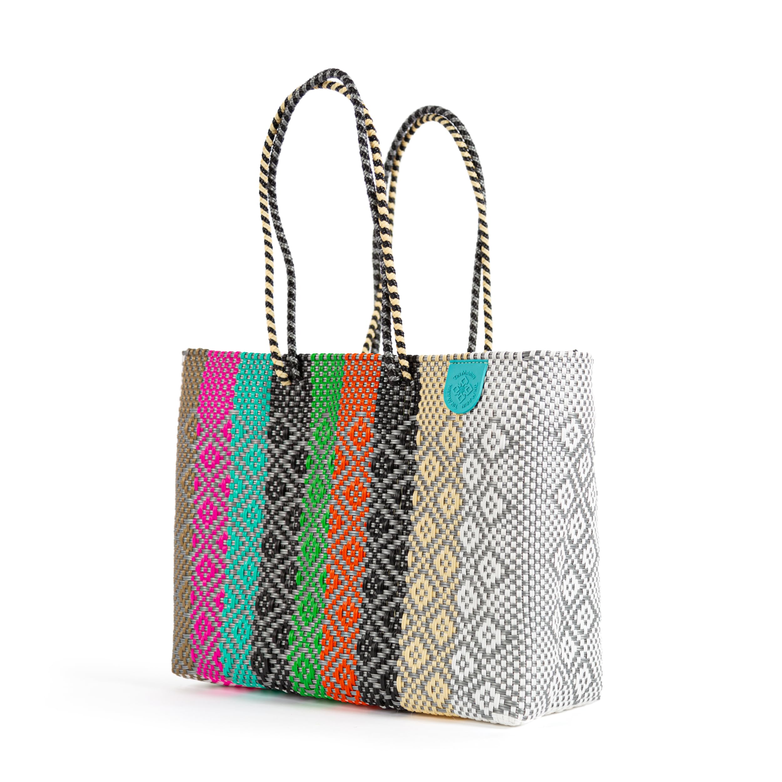 Eco-Friendly Maya Super Tote Bag - Handwoven Recycled Plastic Mexican Beach Tote - Water-Resistant Summer Bag in Vibrant Colors - Perfect for Beach Trips, Shopping & Eco-Conscious Fashion