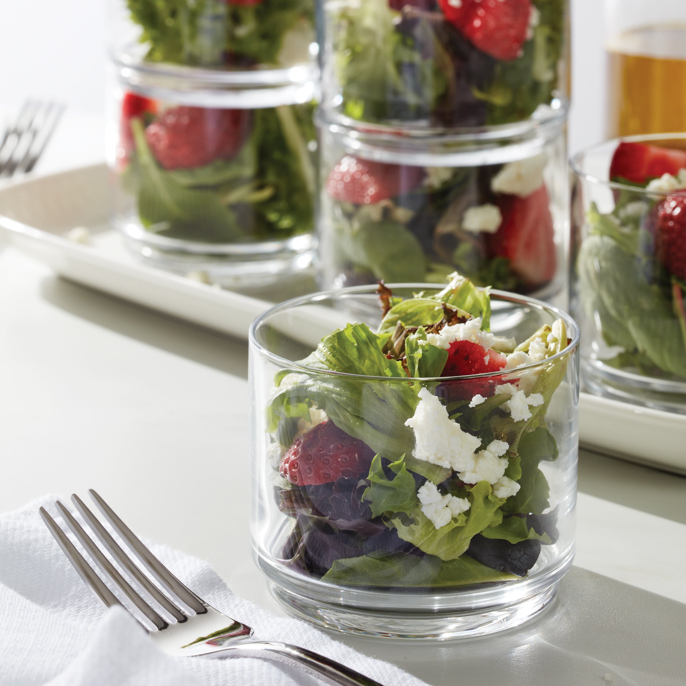 Tuscany Classics 6-Piece Clear Stackable Short Glasses Set - Perfect for Cocktails, Juice & Iced Coffee at Home or Restaurant