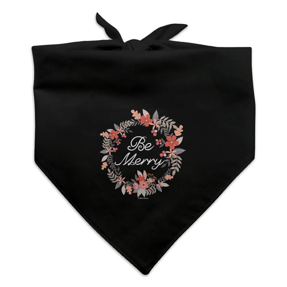 GRAPHICS & MORE Be Merry Christmas Wreath Dog Bandana - Festive Pet Accessory for Holiday Photos & Parties
