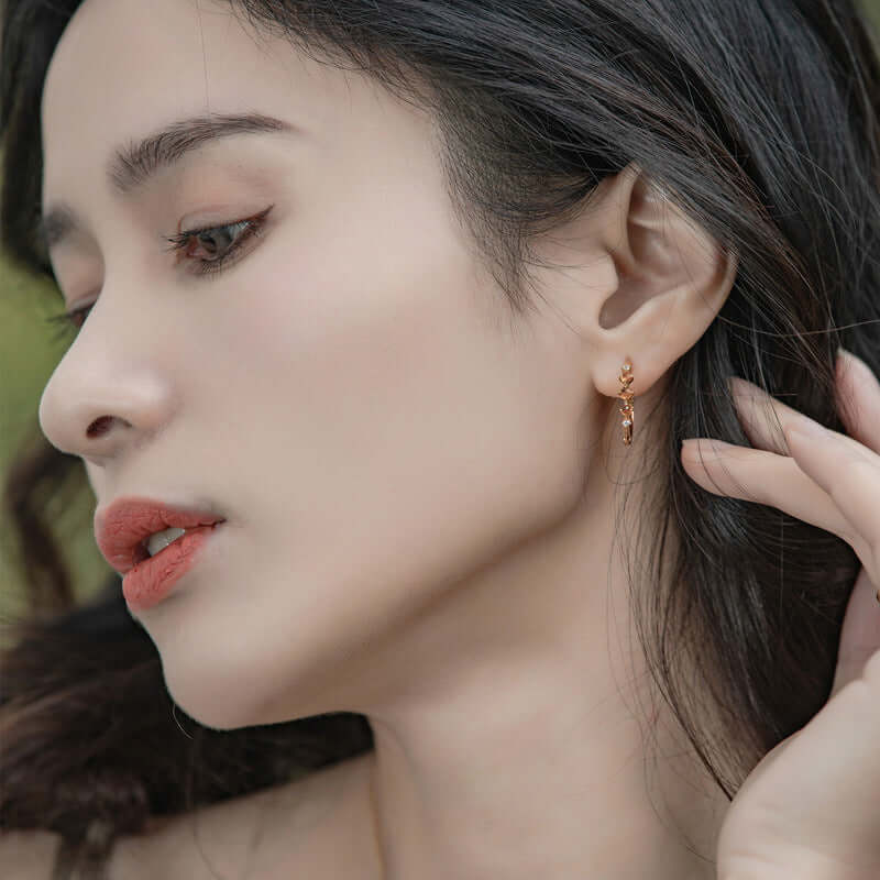 Stylish Orange Garnet Hoop Earrings for Women – Lucky & Elegant Jewelry Gift | ER294 | Perfect for Parties, Weddings & Everyday Wear