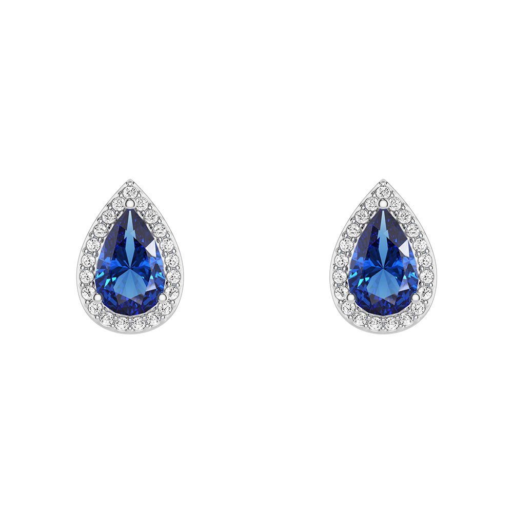 Elegant Sapphire Solitaire Pendant & Matching Blue Stud Earrings Set | 925 Sterling Silver Jewelry | Perfect for Weddings, Anniversaries & Special Occasions