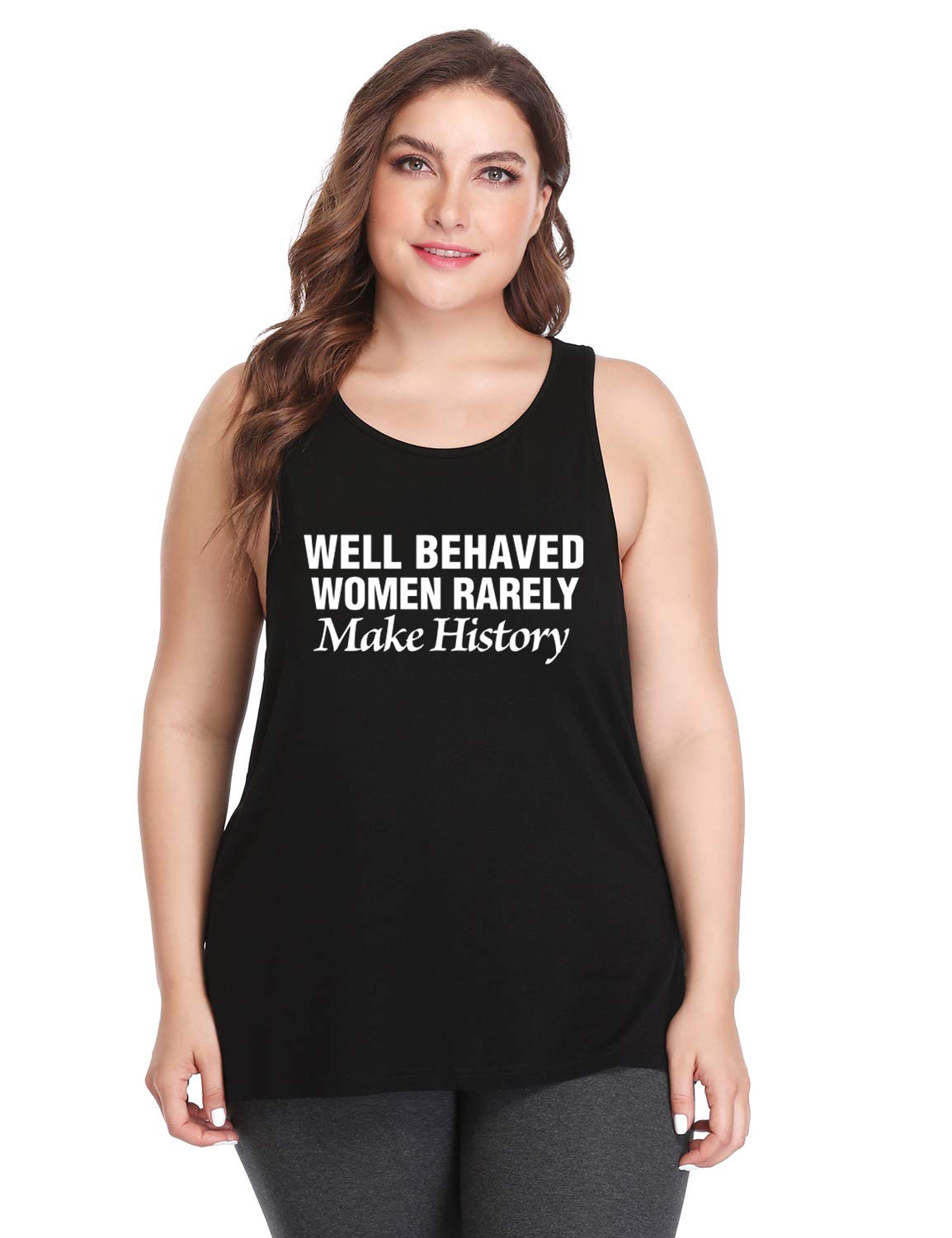 FANNOO Plus Size Workout Tank Tops for Women - Funny Saying Gym Shirts, Racerback Sleeveless Fitness Tops for Running & Yoga | Comfortable & Stylish Activewear