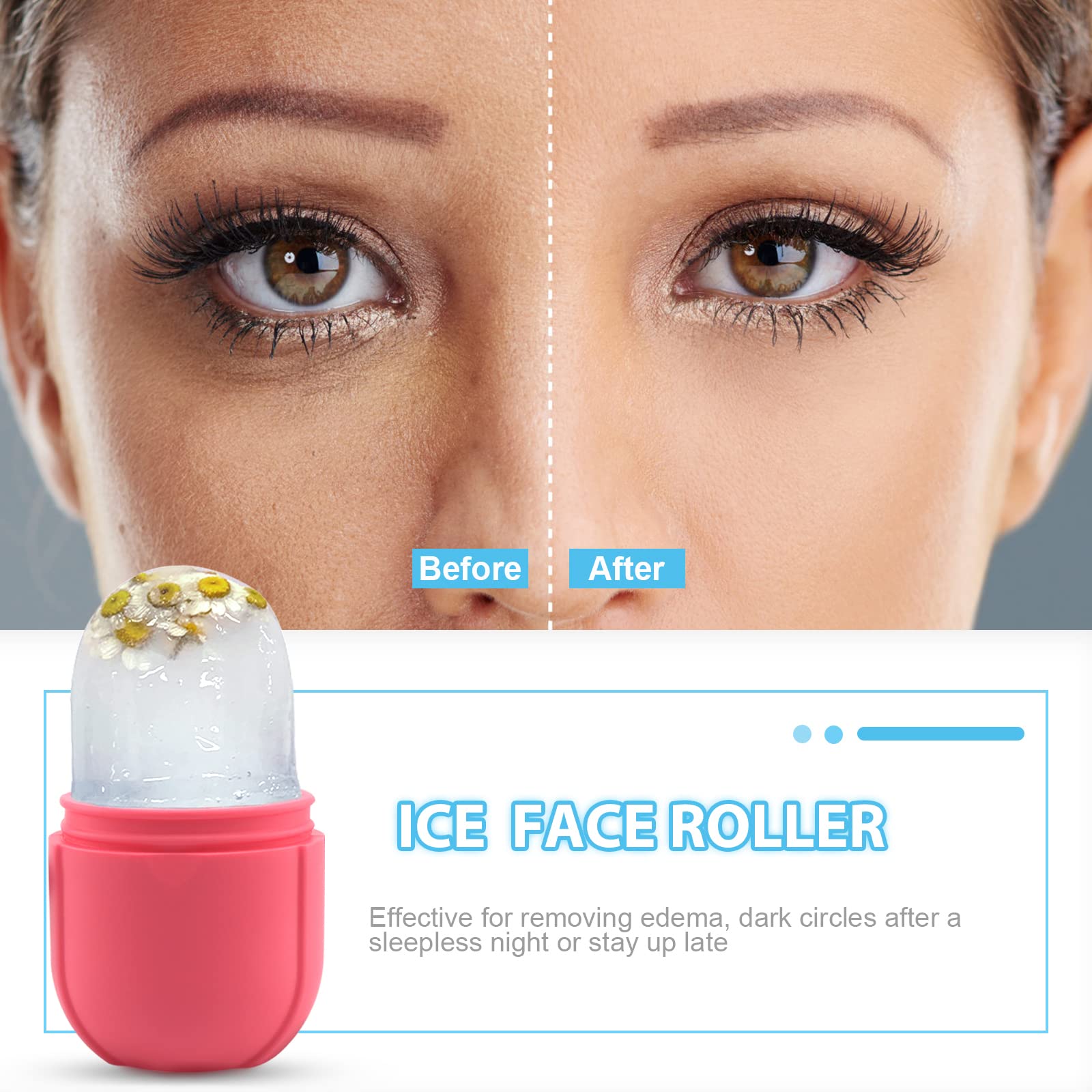 Reusable Ice Face Roller for Skin Care & Puffiness Relief - Cooling Facial Massager for Eyes & Face, Silicone Ice Stick & Ice Mould Beauty Tool - Perfect Gift for Women | Use for Morning Routine, Post-Workout Recovery & Spa Treatments