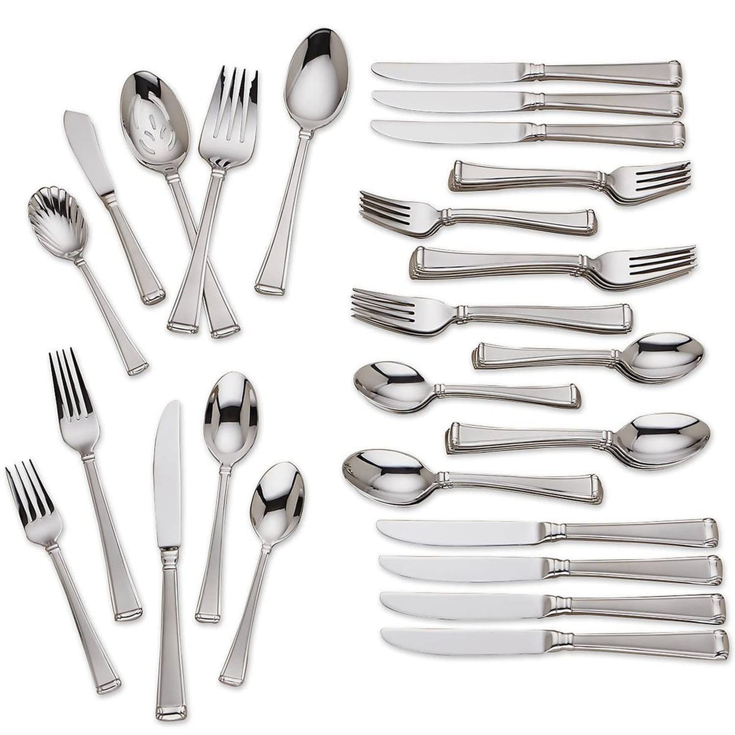 Gorham Column Frost 45-Piece Flatware Set - Premium Stainless Steel Silverware for Formal Dining, Wedding Gifts & Special Occasions