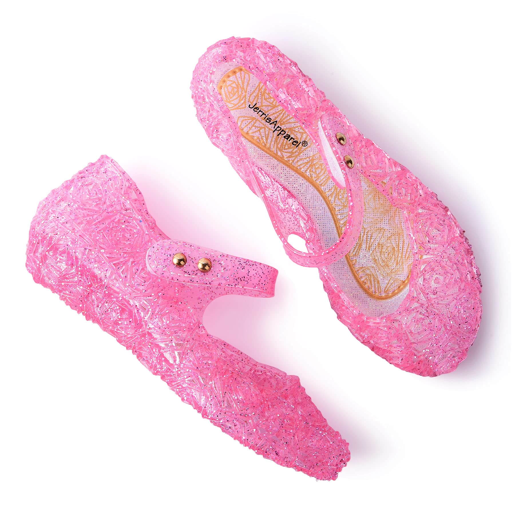 **JerrisApparel Girls Princess Sandals - Sparkly Jelly Mary Jane Shoes for Cosplay, Party & Dress Up | Comfortable Kids Flats for Halloween, Birthday & Special Occasions**