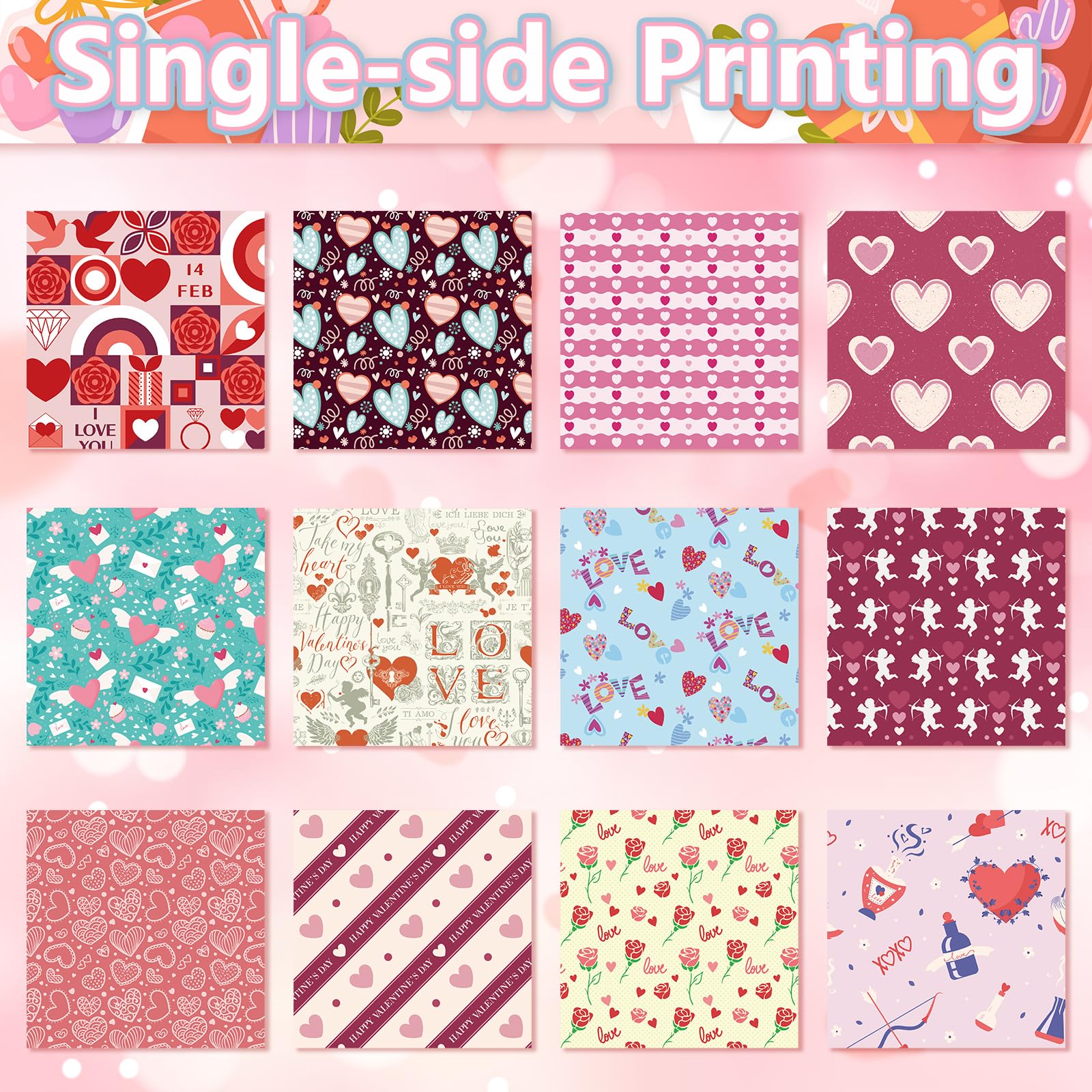 24 Sheets Valentine Scrapbook Paper Set - Funny Origami Pattern Craft Paper for Adults & Teens - Dazzling Aesthetic DIY Scrapbooking, Card Making, Journaling - Perfect for Valentine's Day Gifts, Party Decorations & Memory Keeping