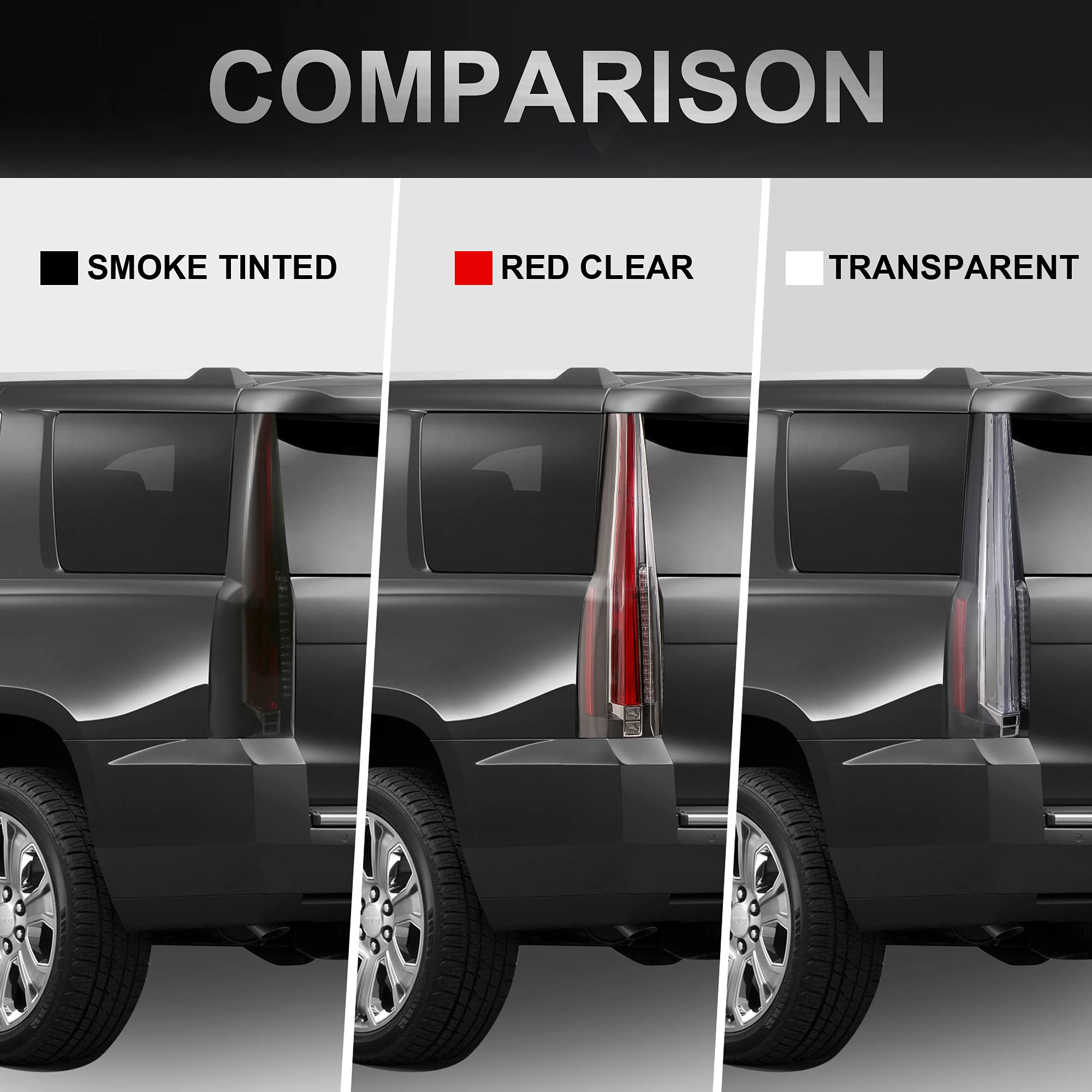 MOSTPLUS LED Tail Lights Assembly - Compatible with Chevy Tahoe & Suburban 2015-2020 | Set of 2 Transparent Red Lamps | Durable Replacement for Enhanced Night Visibility & Safety