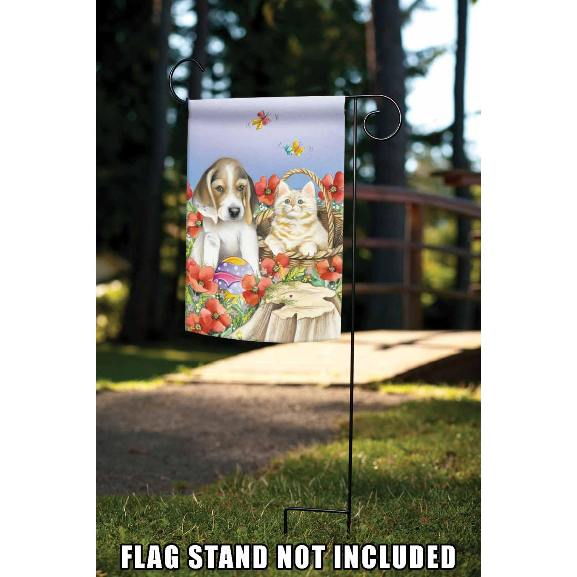 Toland Home Garden 1112175 Easter Pals Spring Flag - 12x18 Inch Double Sided Outdoor Garden Flag with Cat & Dog Design - Perfect for Yard, House, and Easter Decoration - Weather-Resistant Spring Home Decor