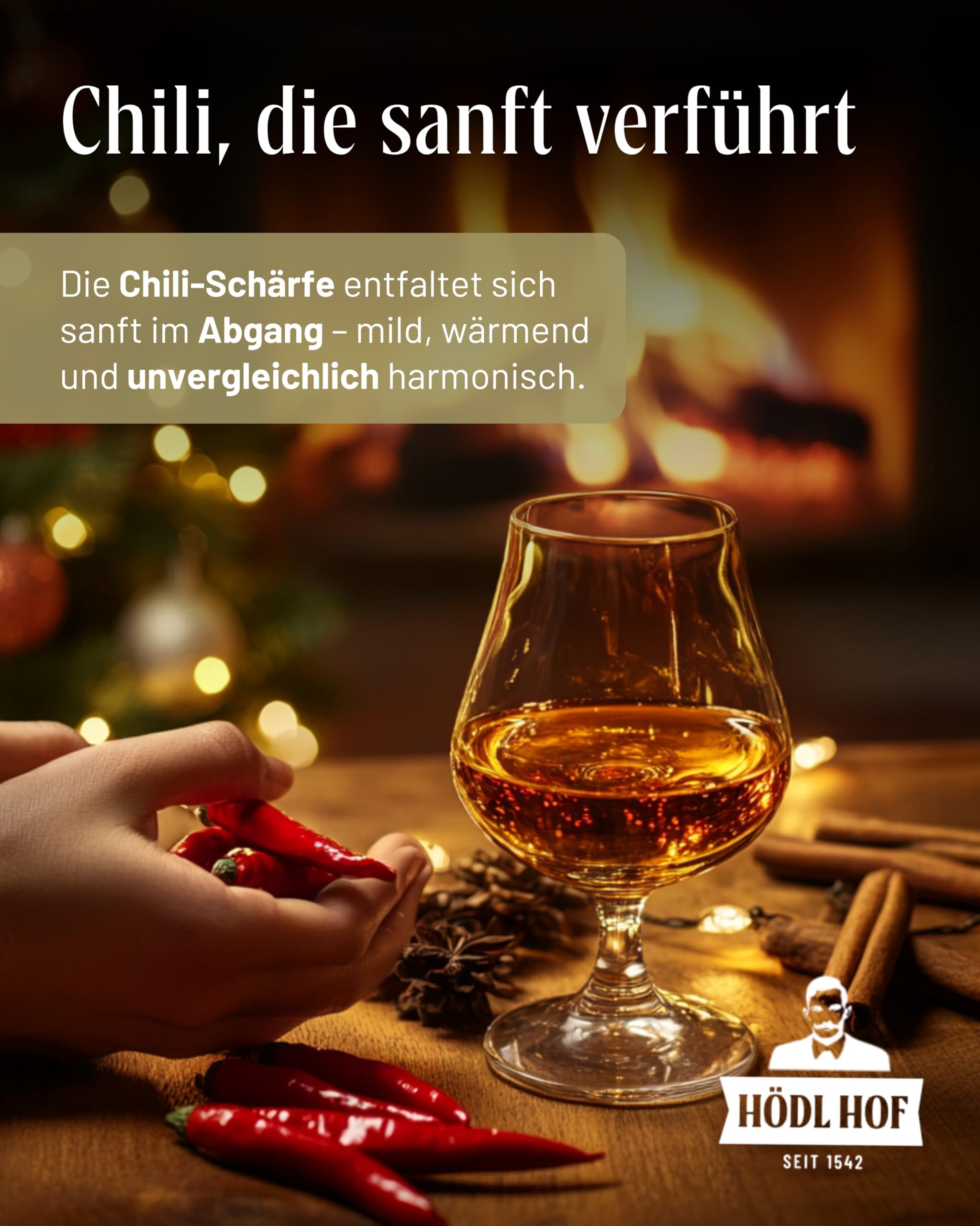Premium Hödl Hof Feuerholz Whisky Liqueur 0.7L - High-Quality Cinnamon & Chili Flavored Whiskey Liqueur - 33% Alcohol - Perfect Gift for Whiskey Lovers - Spicy Cinnamon Chili Liqueur for Cocktails, After-Dinner Drinks & Special Occasions