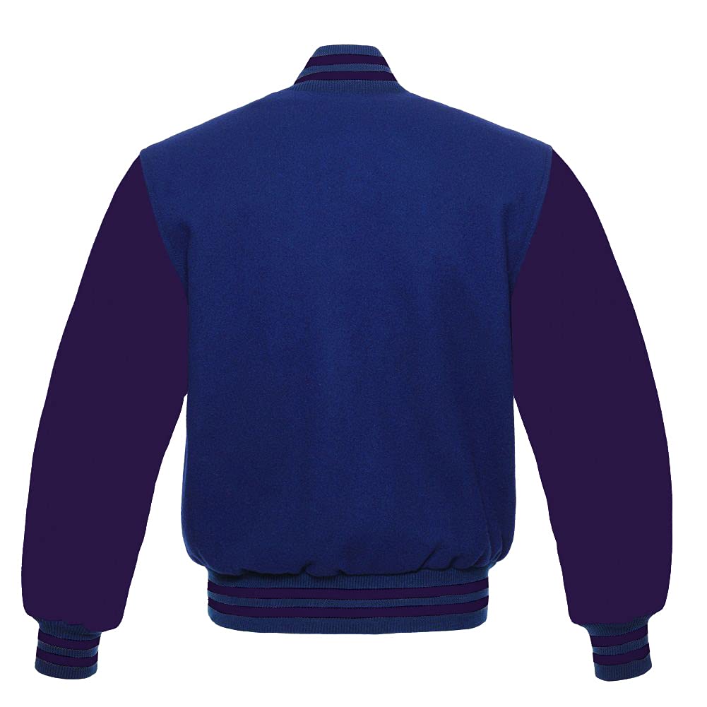 Men's Varsity Baseball Letterman Jacket - All Wool Bomber Style with Purple Sleeves for School & Sports | Perfect for Baseball Games, College Events & Casual Wear