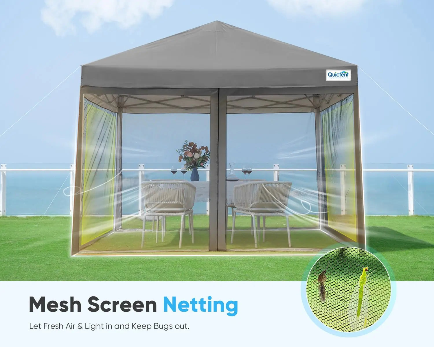 10' x 10' Pop Up Canopy Tent with Removable Sidewalls & Netting - Perfect for Outdoor Events, Camping, Beach Parties, and Backyard Gatherings