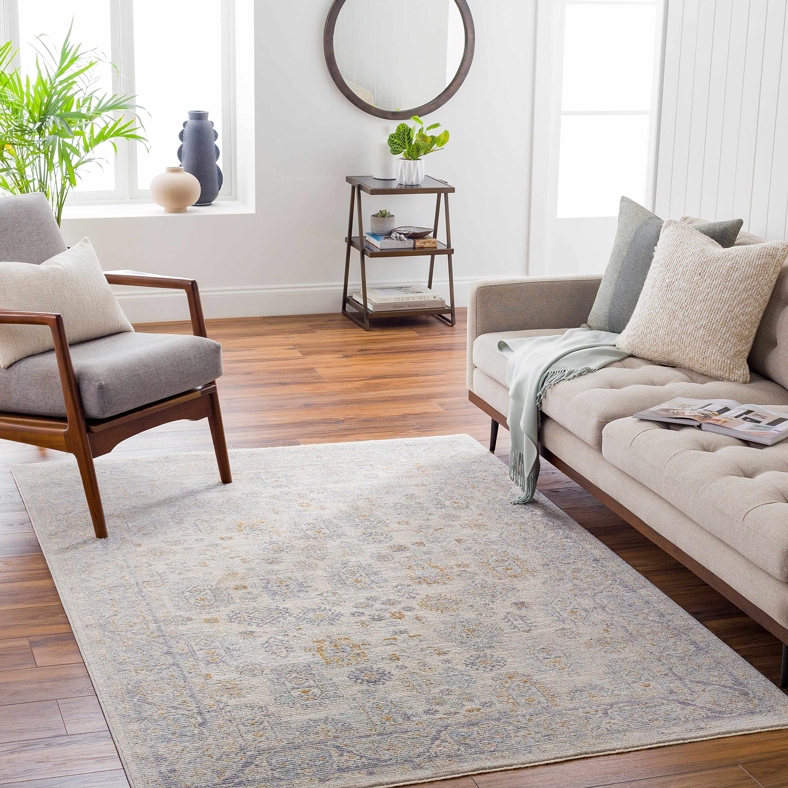 Hauteloom Fawn Living Room & Bedroom Area Rug - Soft Gray & Green Modern Rug - 7'10