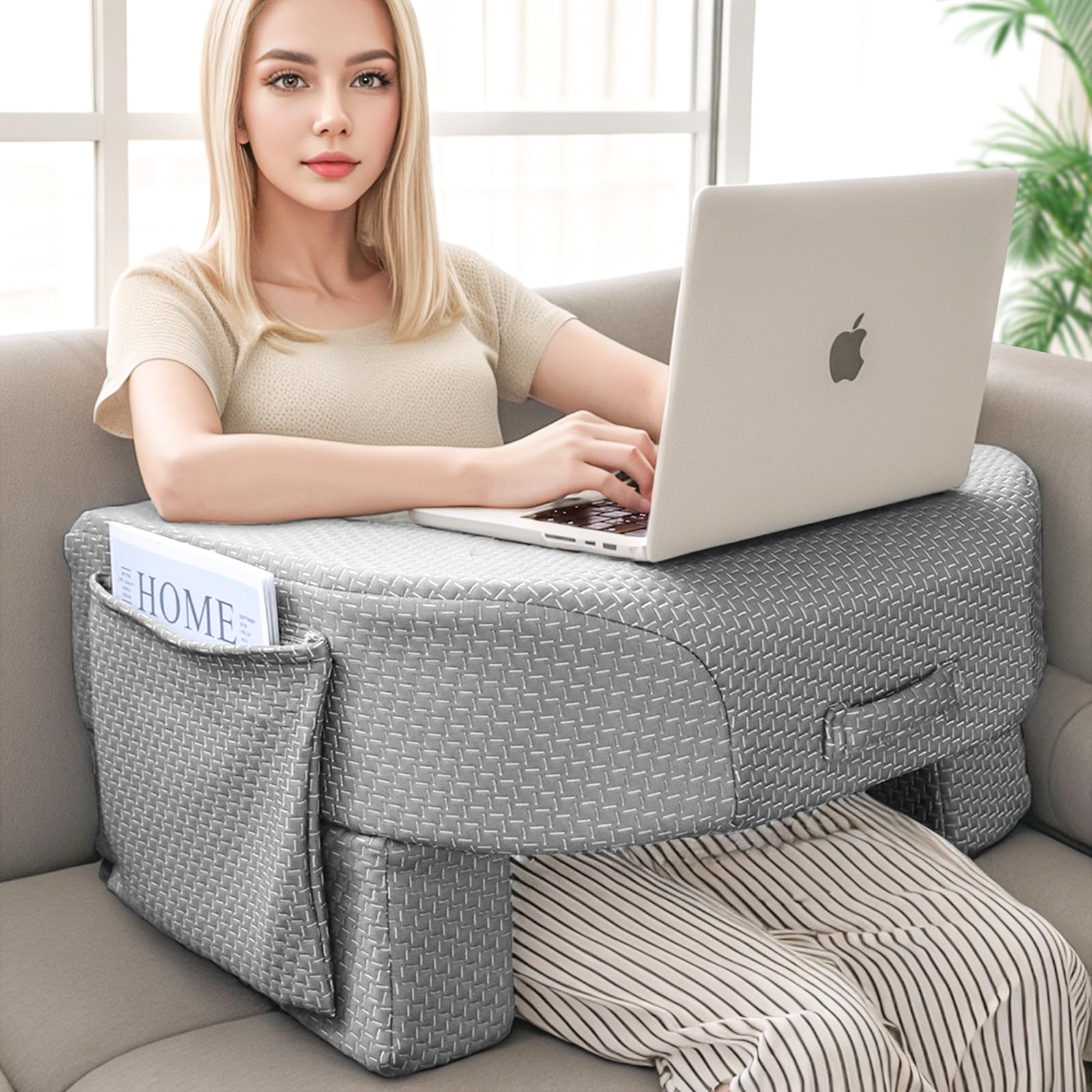 LEBENGURU Extra Large Reading Pillow for Laptop & Gaming - Adjustable Height Lap Desk Cushion for Adults - Perfect for Working in Bed, on Floor or Sofa | Home Office & Relaxation Essential
