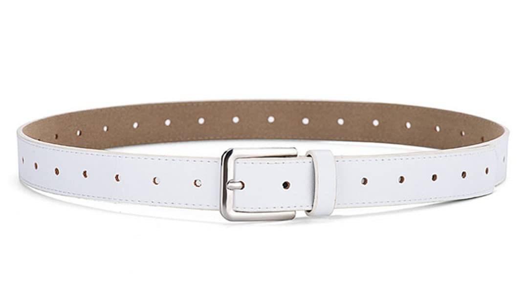 Genuine Pink Leather Belt for Women - Stylish Pin Buckle Design - Perfect for Jeans, Dresses & Casual Outfits