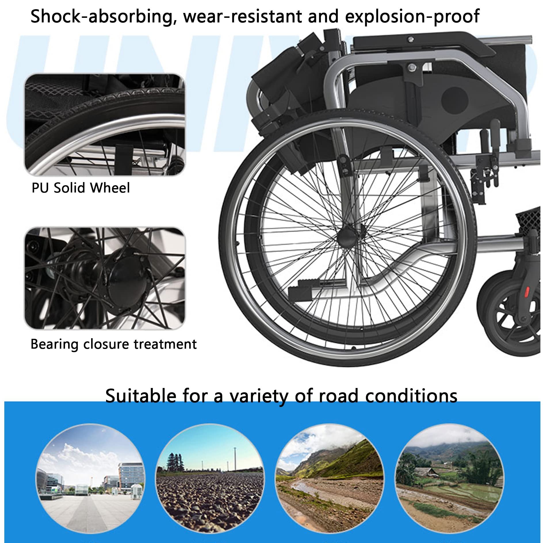 Lightweight Foldable Transport Wheelchair - Aluminum Manual Wheelchair for Adults & Seniors | Portable Mobility Aid with Easy Storage | Ideal for Travel, Doctor Visits & Home Use