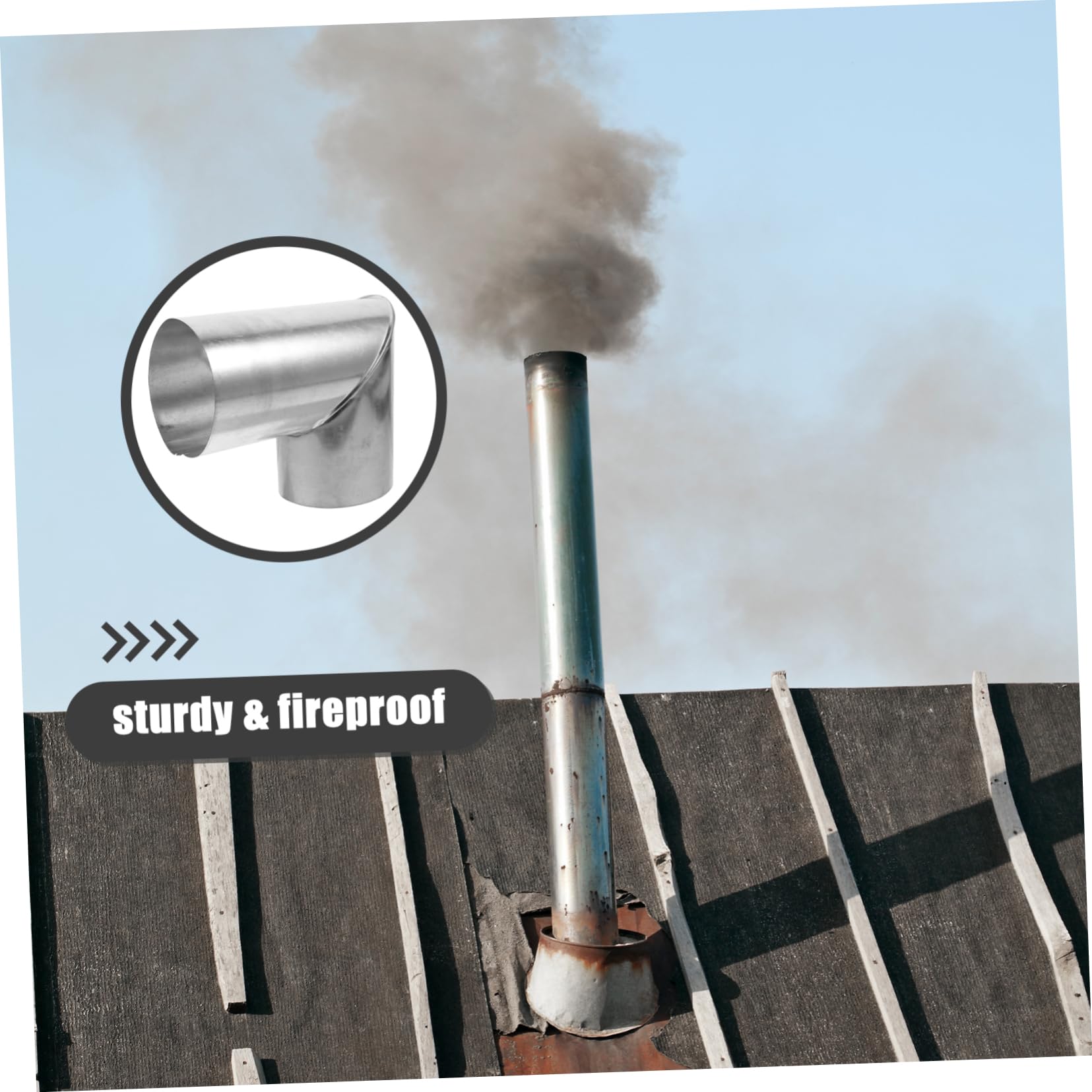 Cabilock 90 Degree Stainless Steel Stove Pipe - 15cm Chimney Flue for Wood Stove, Oven & Fireplace | Durable Metal Ventilation Hose for Kitchen Exhaust & Smoke Removal | Perfect for Home Heating, Outdoor Cooking & Camping