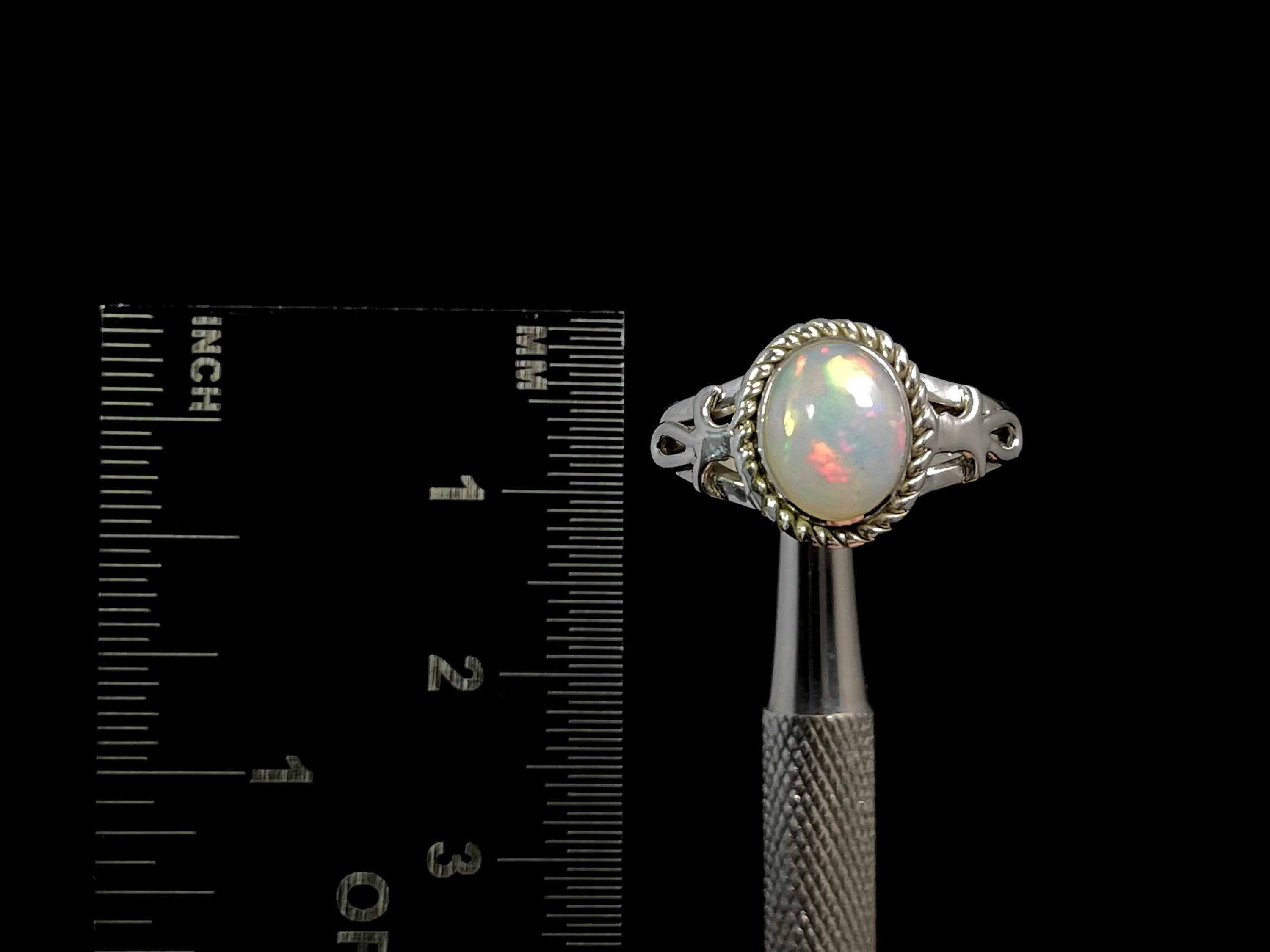 Ethiopian Opal Ring for Women - Sterling Silver Size 9.5, Welo Opal Bridal Jewelry - Perfect for Weddings, Anniversaries & Special Occasions