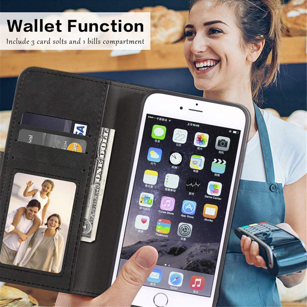 Oukitel WP5 Pro Leather Wallet Case with Card Slots & Magnetic Closure - Shockproof TPU Back Cover for Oukitel WP5 Pro Smartphone (Black) | Perfect for Business Travel, Outdoor Activities & Daily Use