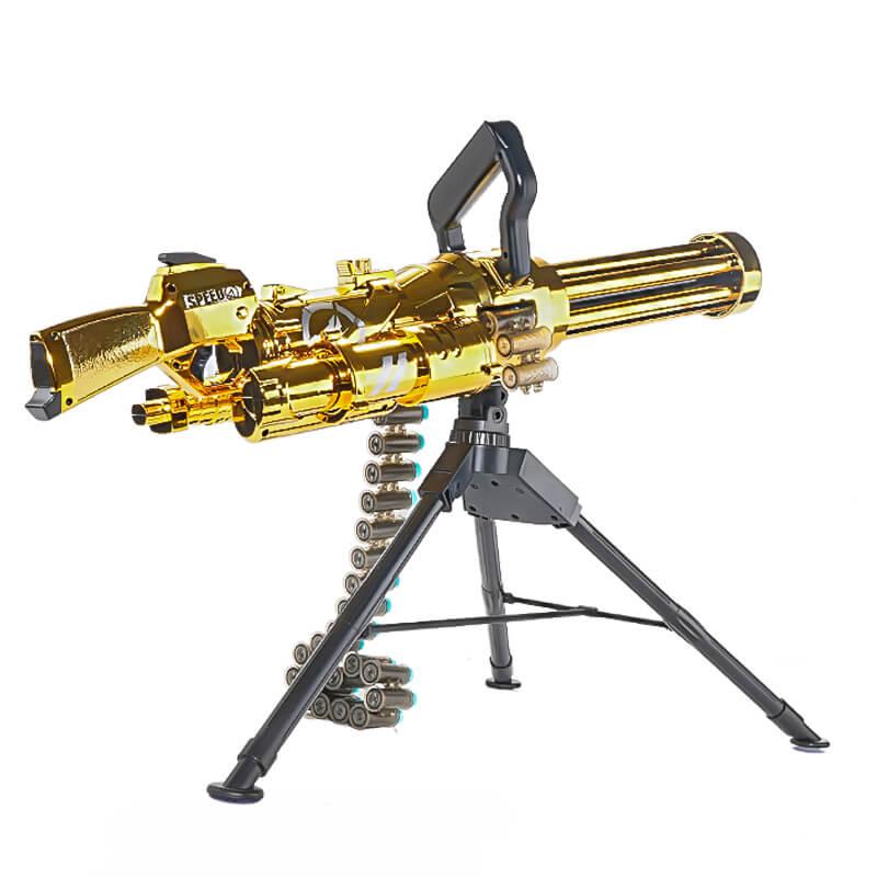 Lehui Electric Golden Gatling Minigun Dart Blaster Toy - High-Speed Foam Dart Shooting Gun for Outdoor Battles, Nerf War Games & Backyard Fun