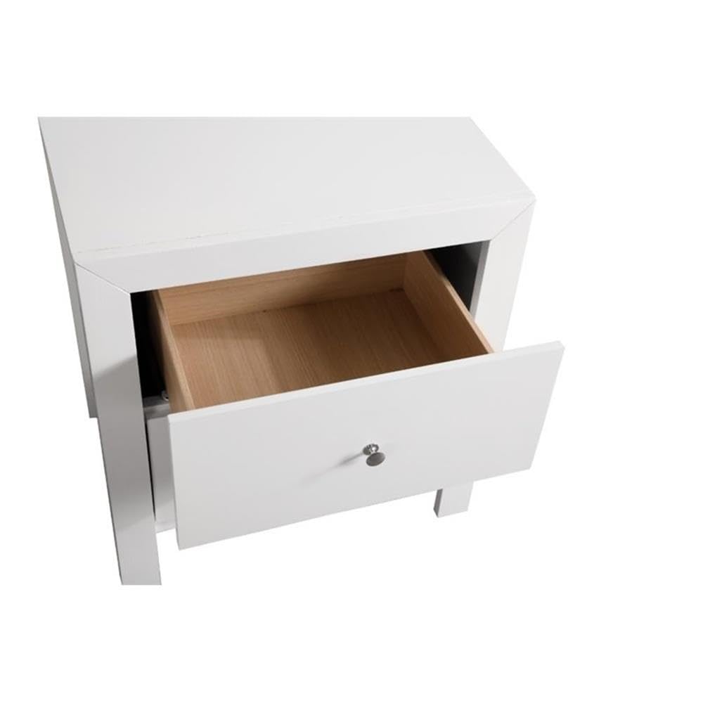 Glory Furniture Burlington 2-Drawer Nightstand - White Wooden Bedside Table for Bedroom, Living Room & Guest Room Storage