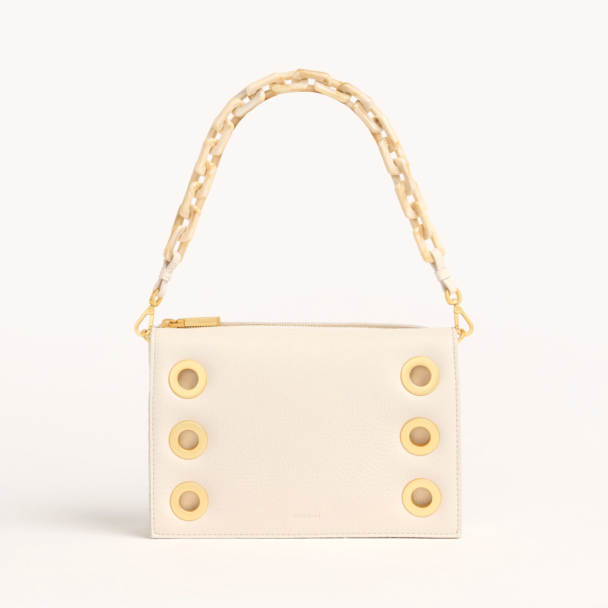 Elegant Latte Shoulder Strap Bag - Calla Lily White & Brushed Gold Crossbody Purse for Women | Perfect for Work, Travel & Everyday Use