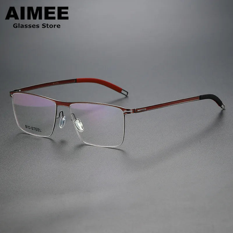 Aimee Unisex Full Rim Square Screwless Titanium Acetate Eyeglasses 22261 - Lightweight Durable Frame for Reading, Working & Daily Wear