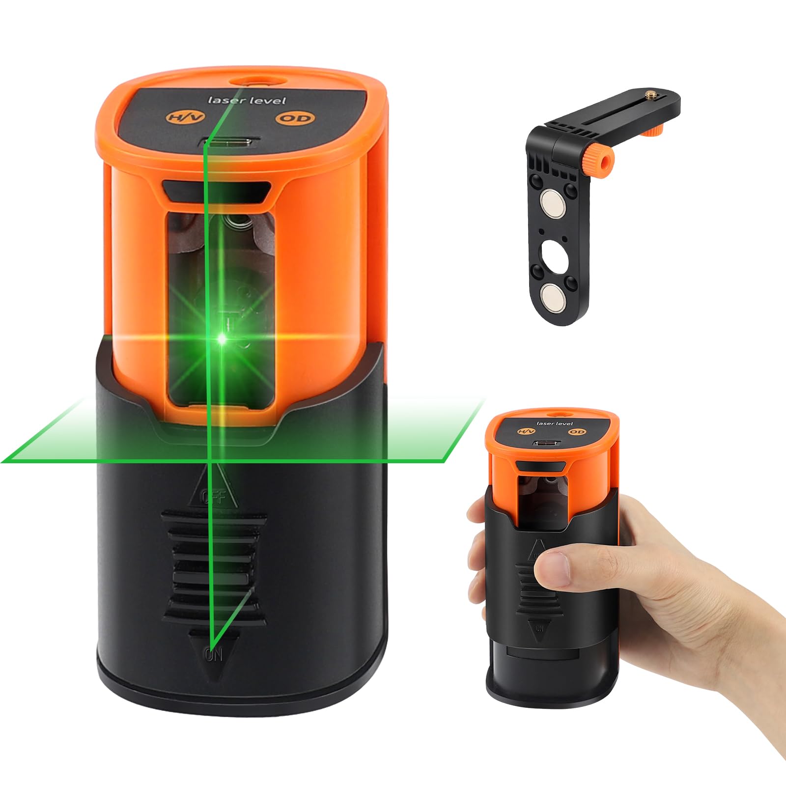 Self-Leveling Laser Level 100Ft - Green Cross Line Laser Leveler Tool with Magnetic Bracket & Charging Cable - Perfect for Hanging Pictures, DIY Projects, and Light Construction Work - Lightweight & Easy to Use