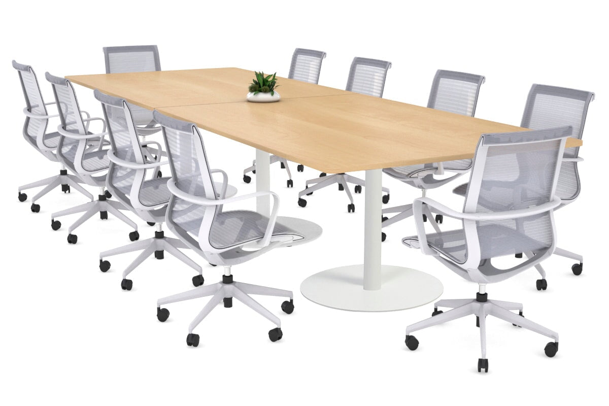 Premium Sapphire Disc Base Boardroom Rectangle Table - 3200L x 1100W with Rounded Corners - Elegant Conference Table for Office Meetings & Executive Workspaces