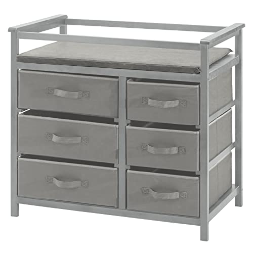 Baby Changing Table with 6 Storage Baskets - Convertible Nursery Dresser with Changing Pad Top, Diaper Changing Station for Nursery Organization (Gray) - Perfect for Baby Rooms, Daycares & Parenting Essentials