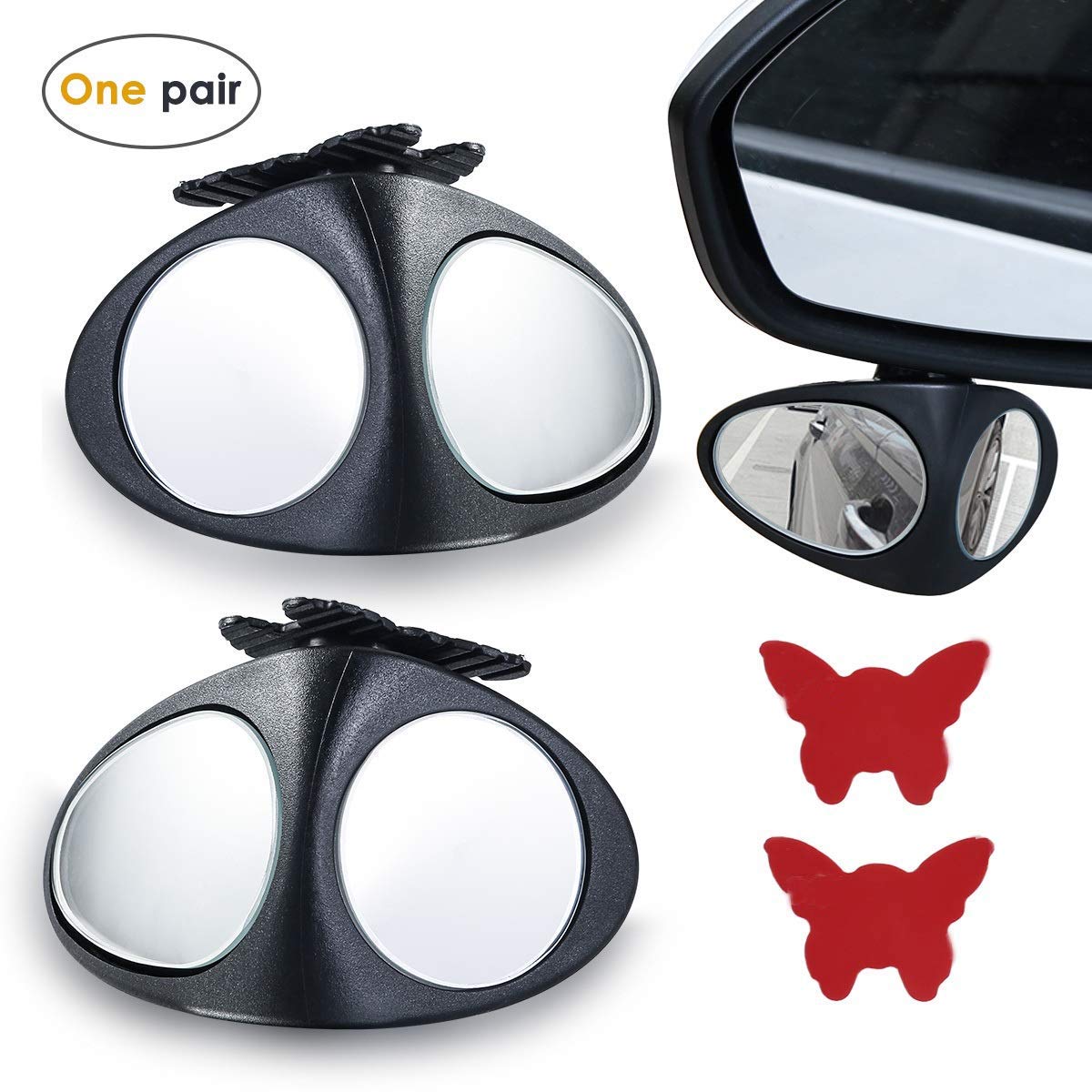 2 Pack Universal Adjustable Blind Spot Mirrors - 360° HD Glass Convex Wide Angle Rearview Mirrors for Cars, Trucks, SUVs | Enhanced Side View & Parking Safety Accessories