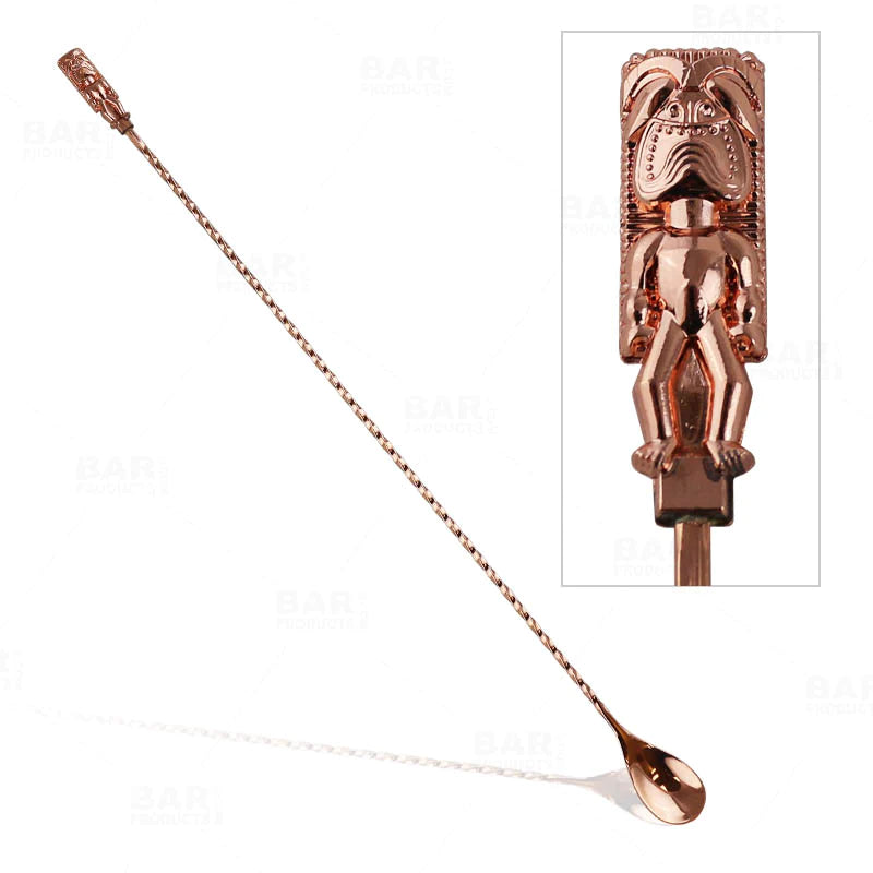 Premium Copper Bar Spoon 33cm - Classic Tiki Style Cocktail Mixing Tool for Bartenders & Home Bars