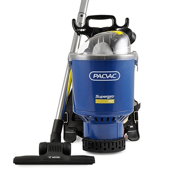 Pacvac Superpro Commercial Backpack Vacuum Cleaner with Free Service Kit - Lightweight & Powerful for Office, Hotel, and School Cleaning