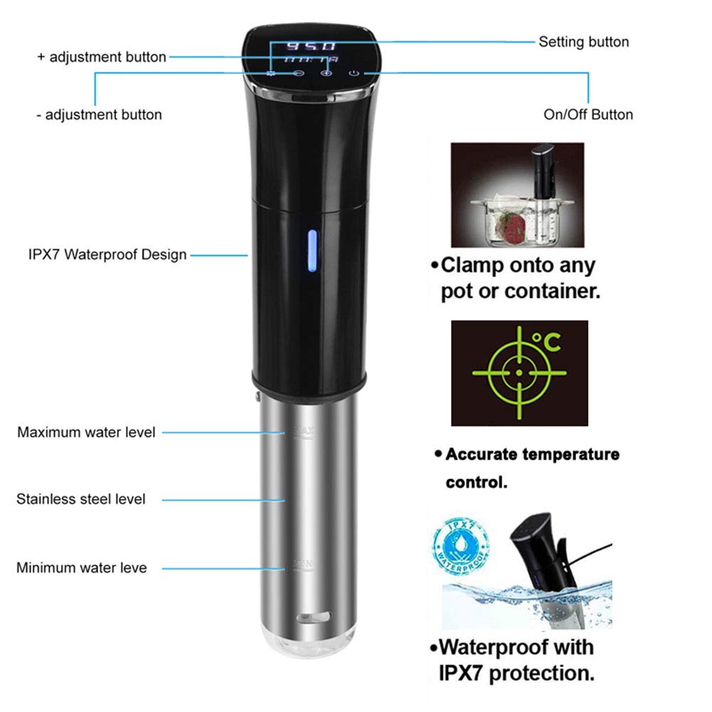 Precision Sous Vide Immersion Circulator with Digital Timer & LCD Display - IPX7 Waterproof, 220V - Perfect for Home Chefs, Restaurants, and Meal Prep Enthusiasts