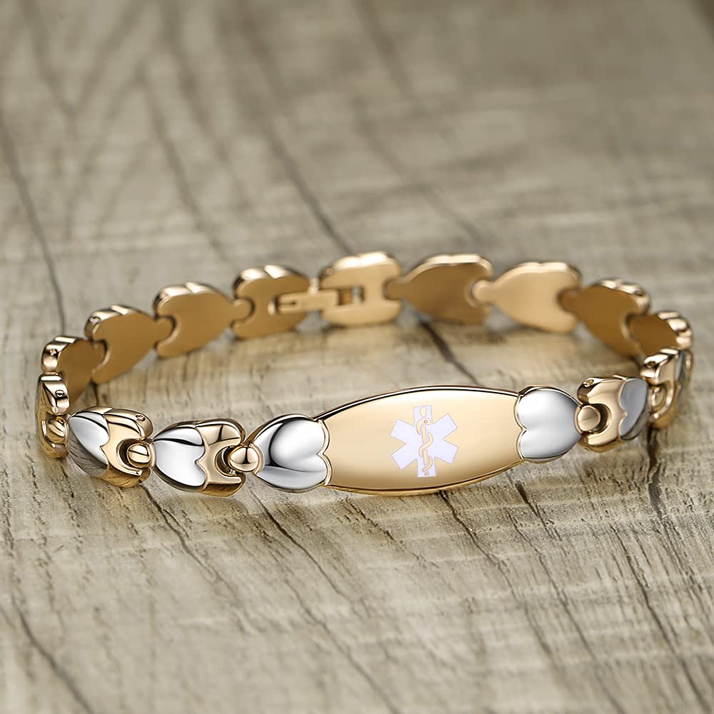 Custom Engraved Medical Alert Bracelets for Women - Blood Thinner, Lymphedema, Allergies & More - Stylish & Durable Safety ID Jewelry for Everyday Wear & Emergency Situations
