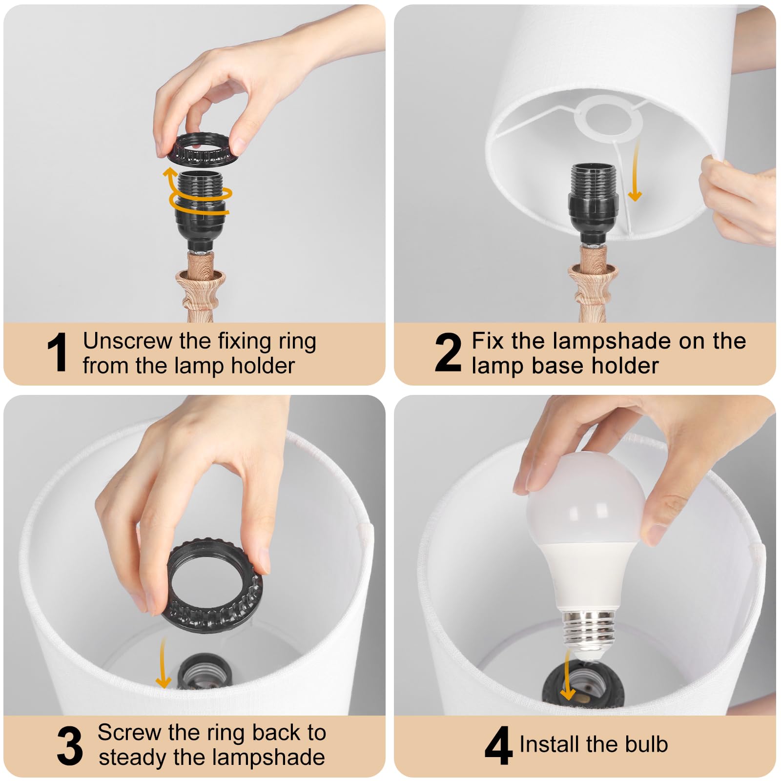 Dimmable Touch Control Table Lamp with Wood Grain Base - 9W 3000K LED Bedside Night Light for Bedroom, Office & Living Room | Perfect for Reading, Relaxing & Nightstand Decor