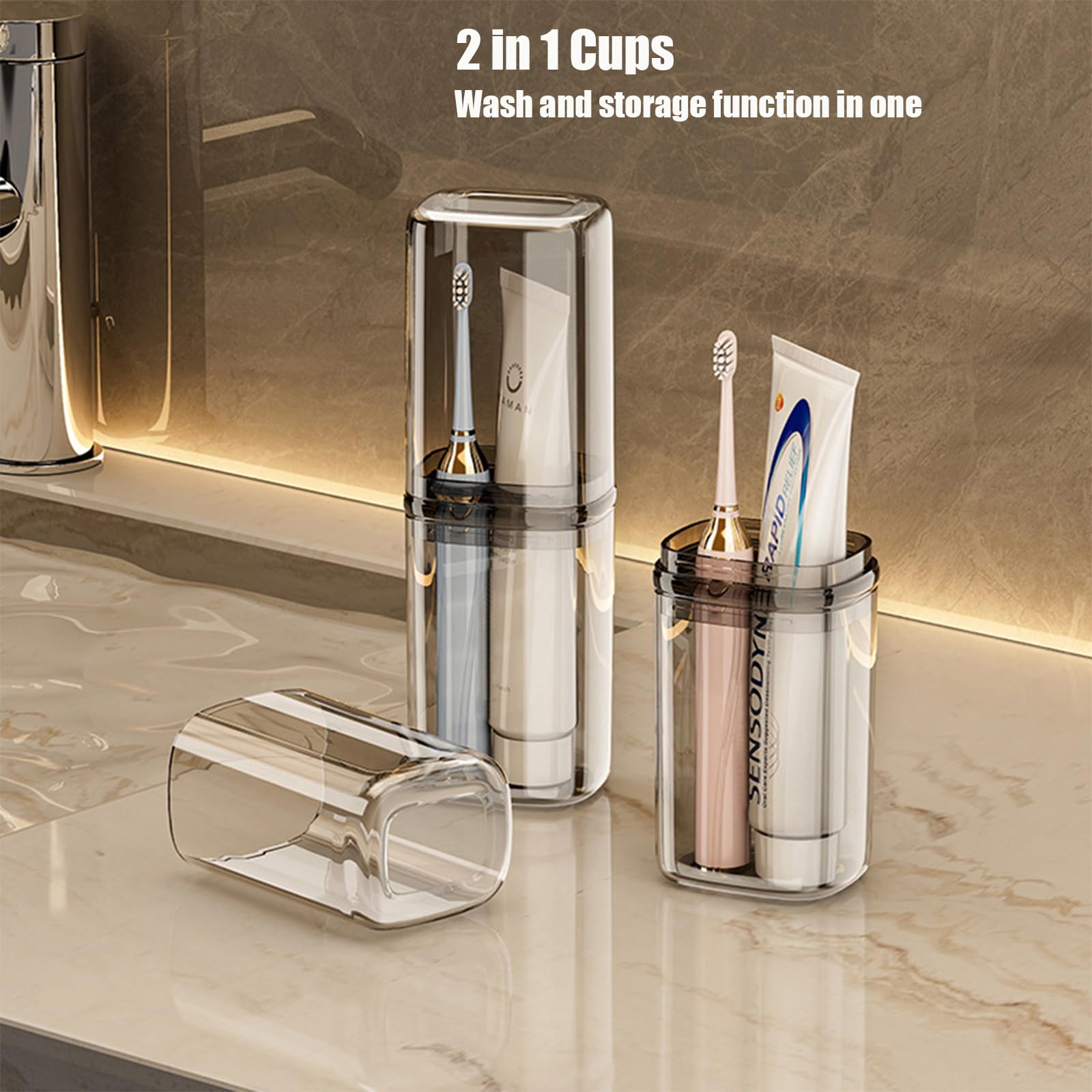 Portable Travel Toothbrush Holder with Cover - Waterproof Multifunctional Toothbrush Case for Camping, Business Trips, School & Daily Use | Compact Bathroom Organizer for Home & On-the-Go