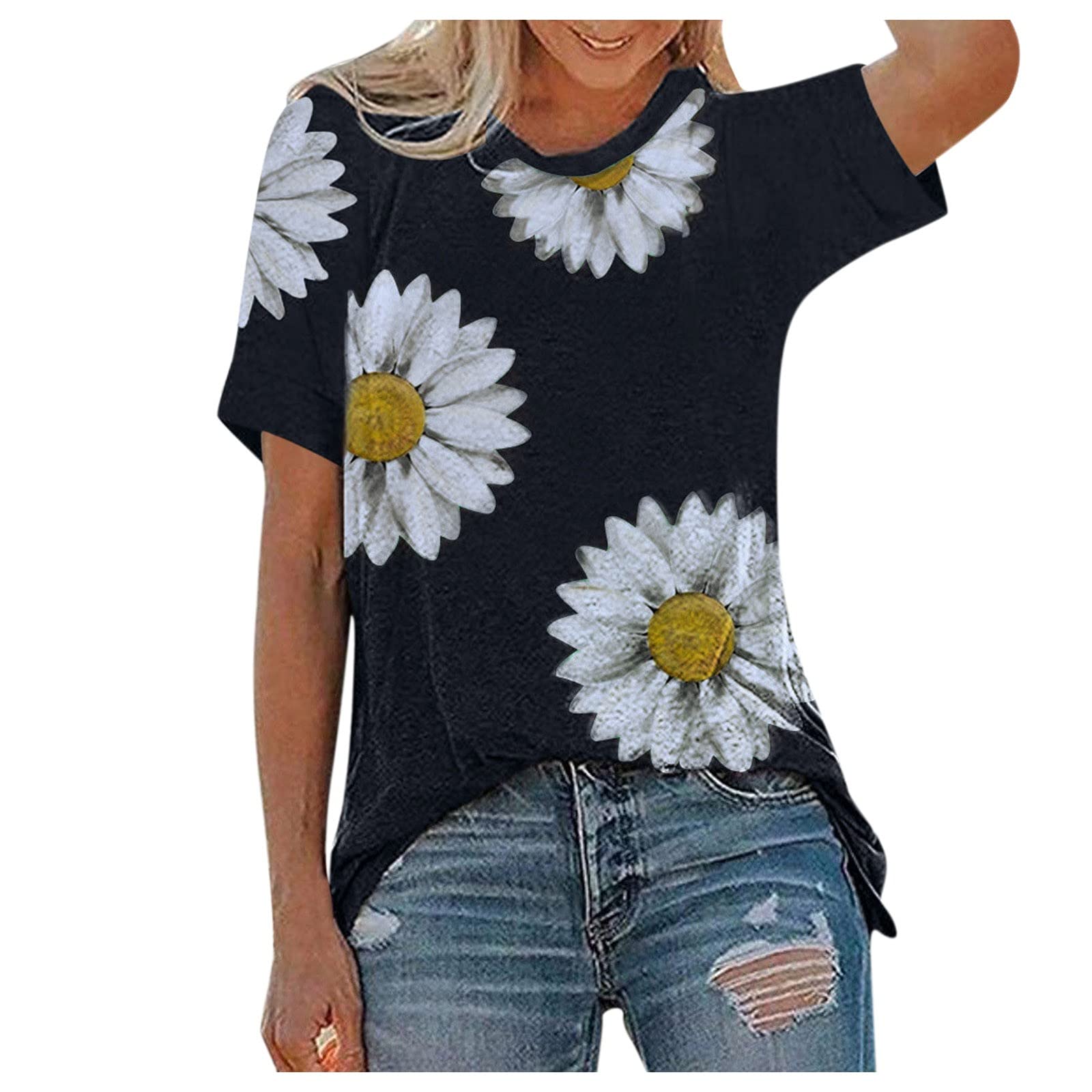 Women's Summer T-Shirts - Crewneck Short Sleeve Graphic Tees - Loose Fit Casual Tops for Women - Perfect for Beach, Vacation & Everyday Wear