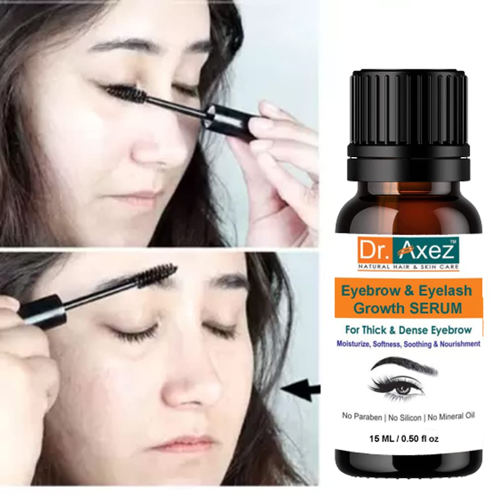 Dr. Axez 100% Pure Natural Castor Oil Eyebrow & Eyelash Growth Serum - 15ml Organic Herbal Hair Oil for Thicker Fuller Brows & Lashes | Handmade Home Remedy for Daily Beauty Routine & Night Care