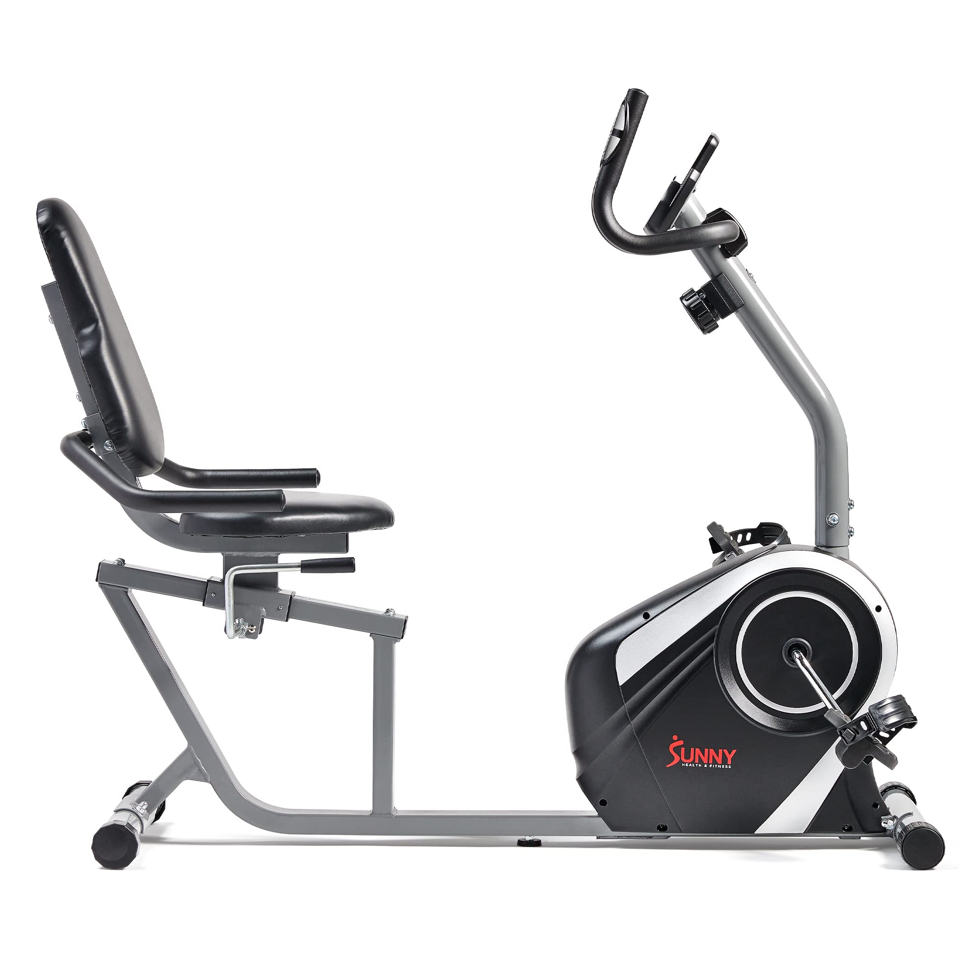 **Sunny Health & Fitness SF-RB4616 Magnetic Recumbent Exercise Bike with 300 lbs Weight Capacity, Adjustable Seat, LCD Monitor & Heart Rate Tracking - Ideal for Home Gym, Low-Impact Cardio & Rehabilitation**