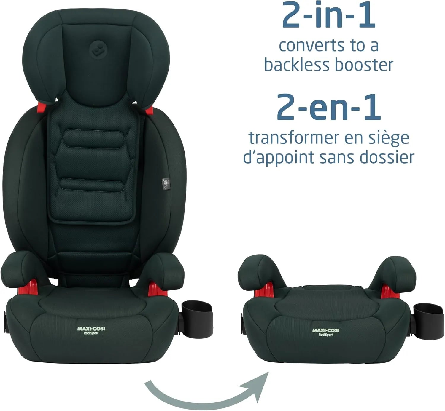 RodiSport 2-in-1 Convertible Booster Car Seat for Toddlers & Kids | Safe & Comfortable | Green | Perfect for Travel & Everyday Use