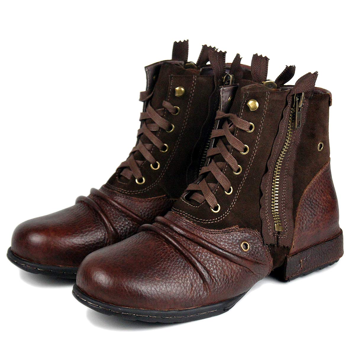 OSSTONE Men's Fashion Leather Chukka Boots with Zipper - Casual Motorcycle Shoes OS-5008-8-US - Perfect for Riding, Daily Wear & Outdoor Activities