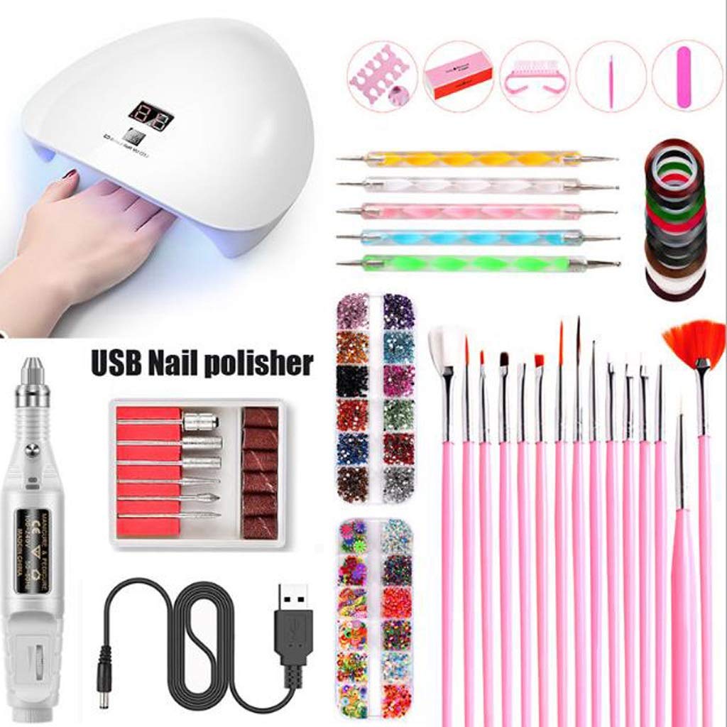 Professional 45W Electric Nail Drill Kit with USB UV LED Nail Lamp - Fast Drying & Curing for Manicures & Pedicures | Portable Nail Polish Dryer for Home & Salon Use (Gray)