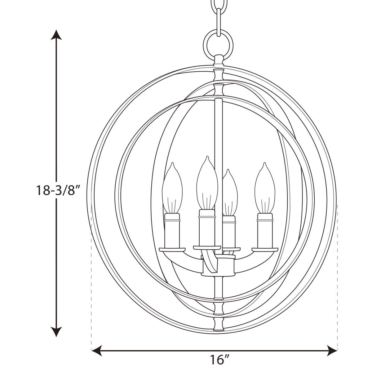 Equinox Collection 4-Light Satin Brass Pendant Light Fixture - Modern Traditional Sphere Chandelier for Dining Room, Kitchen Island, Foyer & Bedroom Lighting