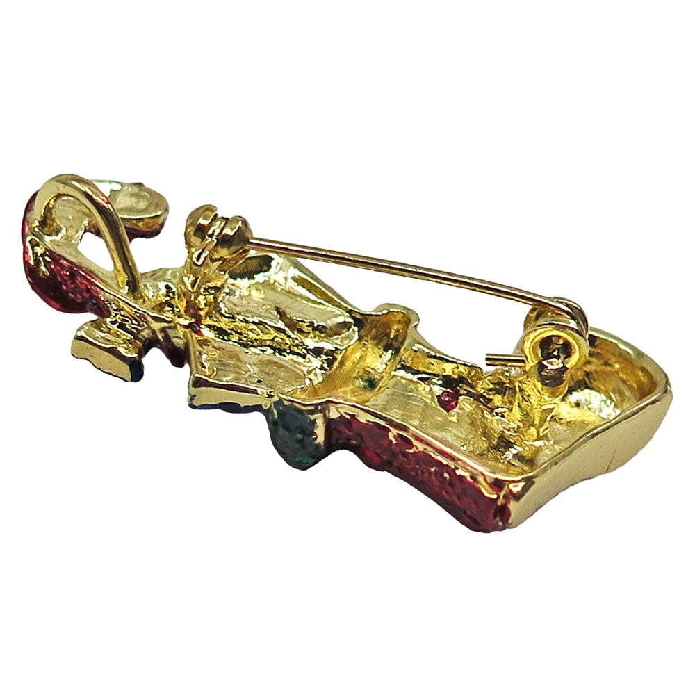 RUCINNI Gold Plated Christmas Boot Brooch with Czech Crystals - Holiday Gift & Party Wear