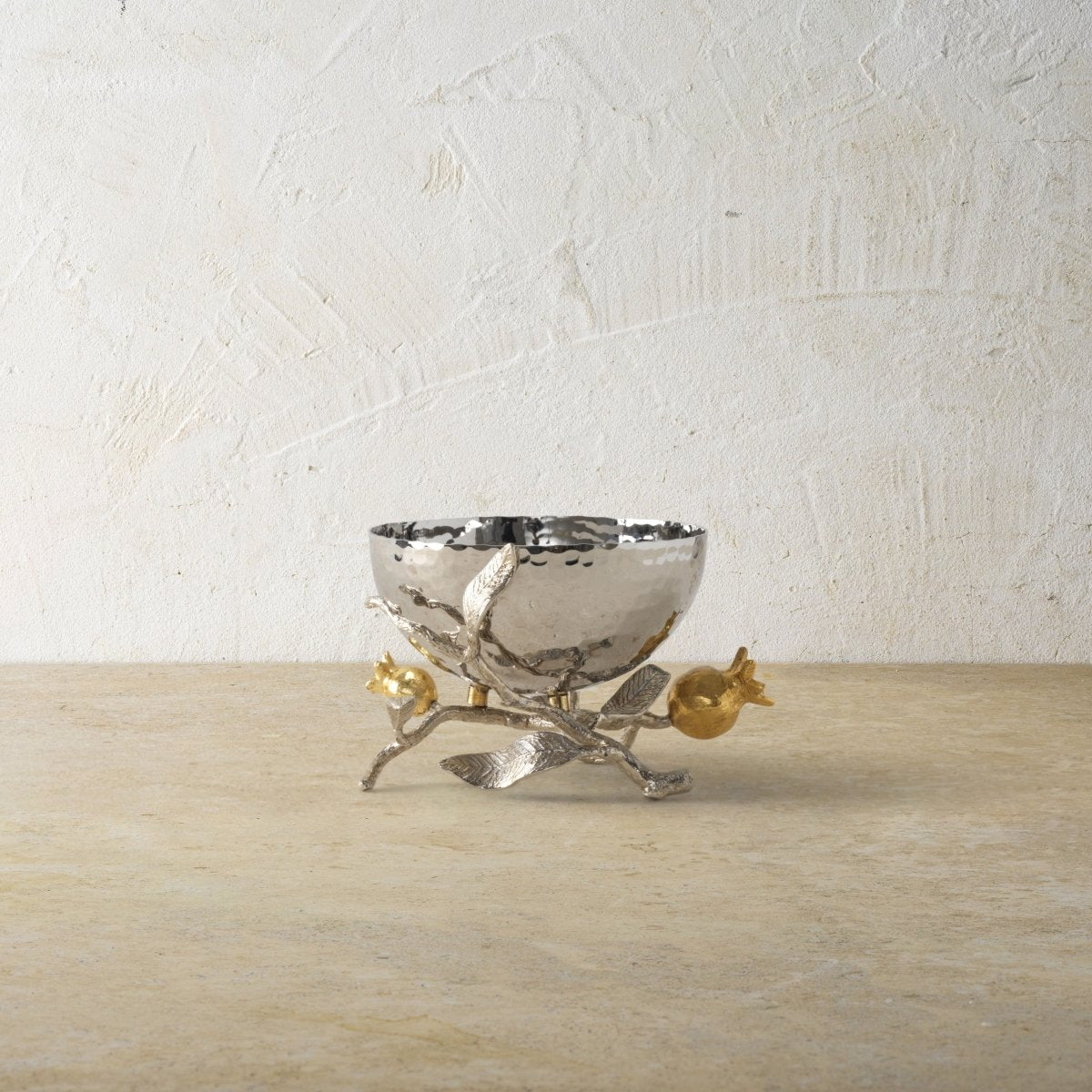 Elegant Pomegranate Silver & Gold Nut Bowl - Premium Decorative Serving Dish for Parties, Holidays & Home Decor