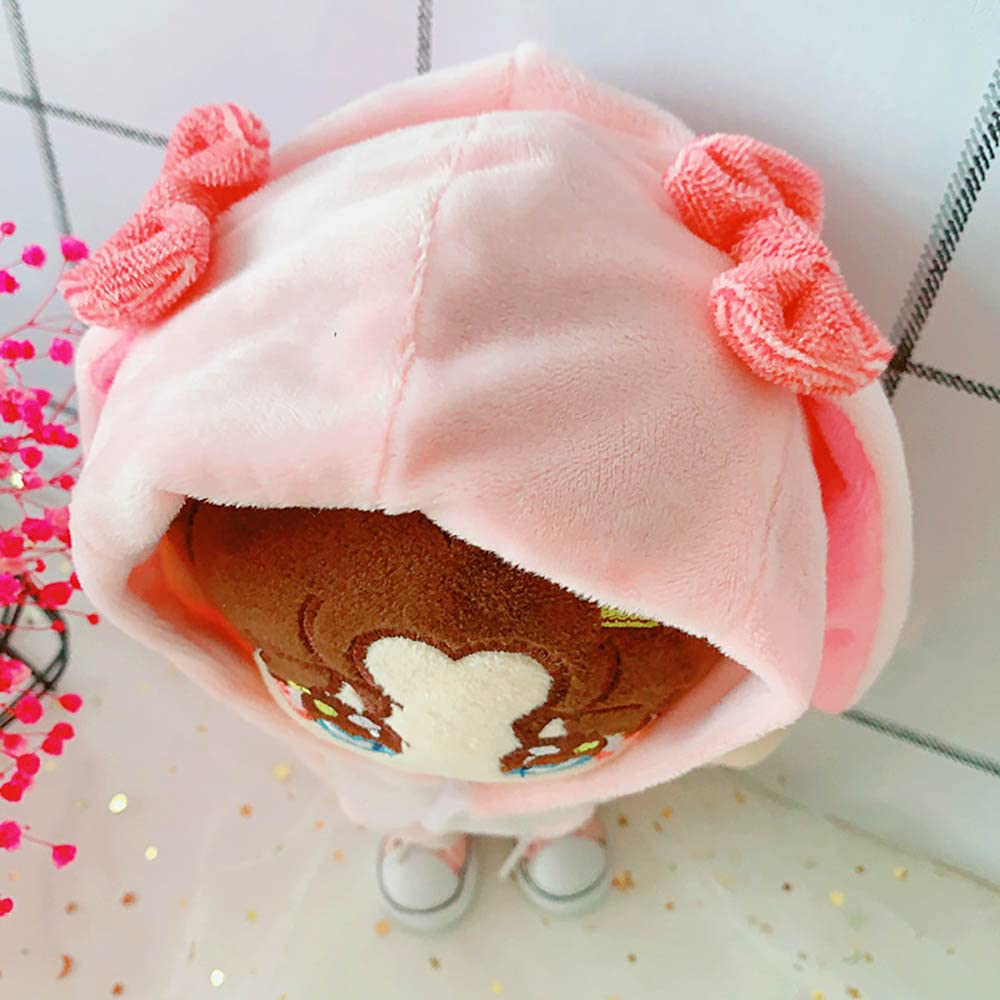 Niannyyhouse 20cm (7.8in) Rabbit Plush Doll Clothes Set - Pink Pajama Onesie with Shoes for Stuffed Animals | Perfect for Dress Up, Collectibles & Photo Props