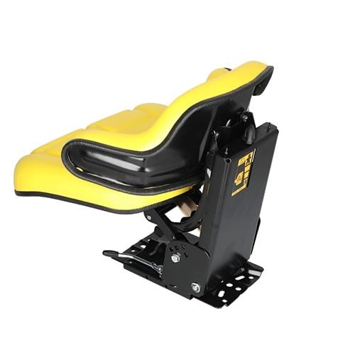 Grammer Style Flip-Up Vinyl Seat - Yellow - Compatible with FIAT 70-66, 70-88, 72-93, 80-66, 80-88, 82-93, 88-93, Ford 5161727, Massey Ferguson 1672345M91, 3901773M91 - Perfect for Tractors, Agricultural Equipment & Heavy Machinery Replacement Parts